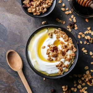 Yogurt contains quite a lot of healthy bacteria that will be good for your gut.